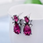 Neon Pink Teardrop Crystal Hematite Stud Earrings